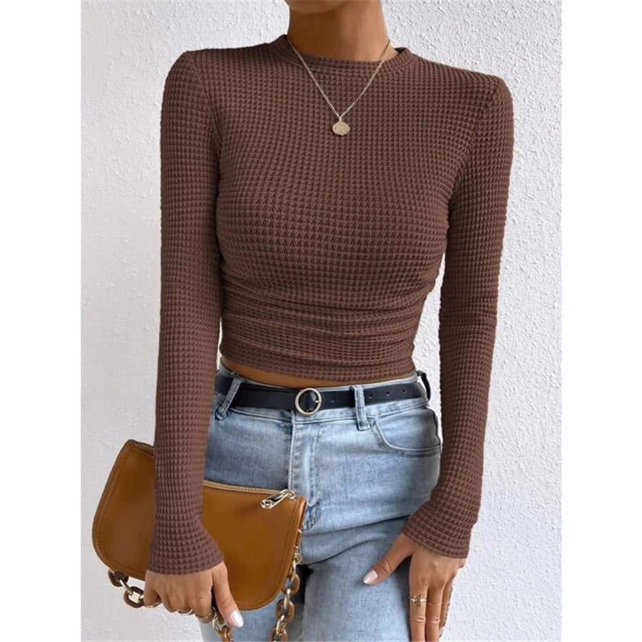 Waffle Knit Long Sleeve T-Shirt Apparel and Accessories