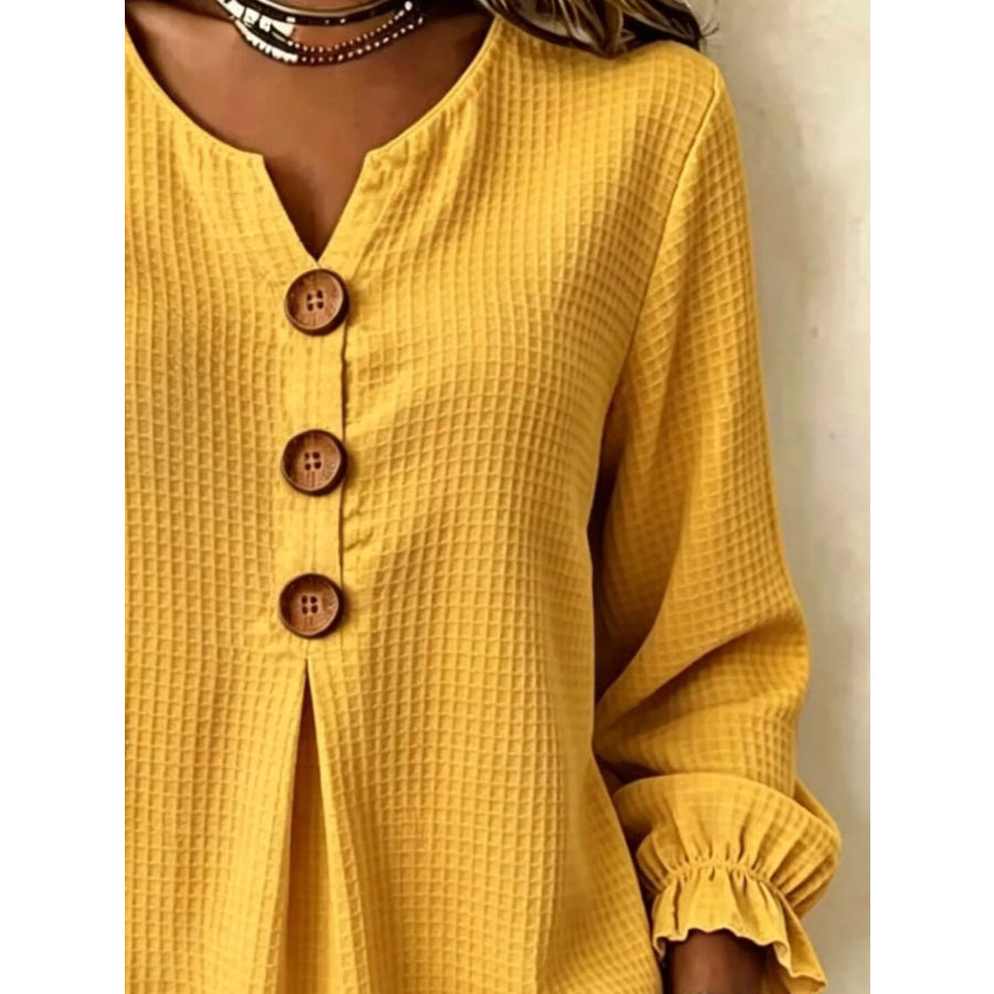 Waffle Knit Long Sleeve Top Apparel and Accessories