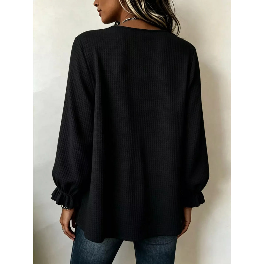 Waffle Knit Long Sleeve Top Apparel and Accessories
