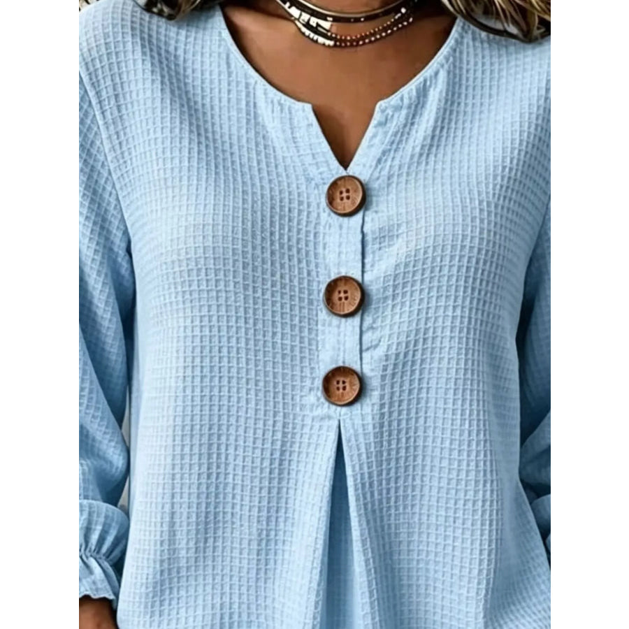 Waffle Knit Long Sleeve Top Apparel and Accessories
