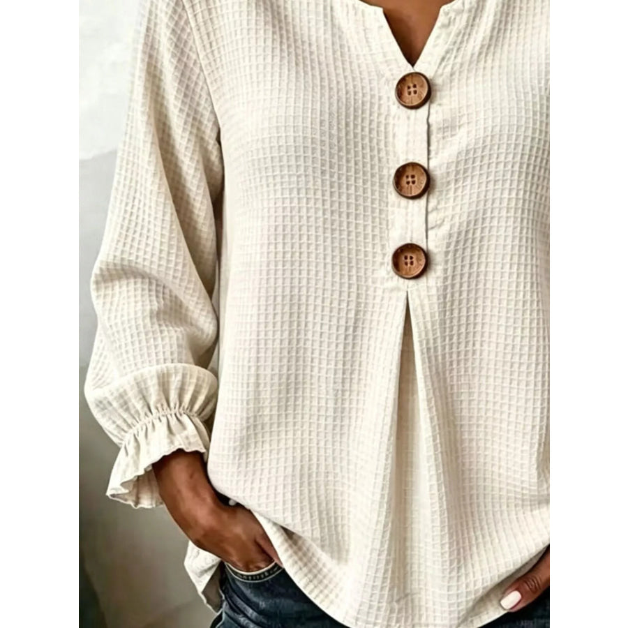 Waffle Knit Long Sleeve Top Apparel and Accessories