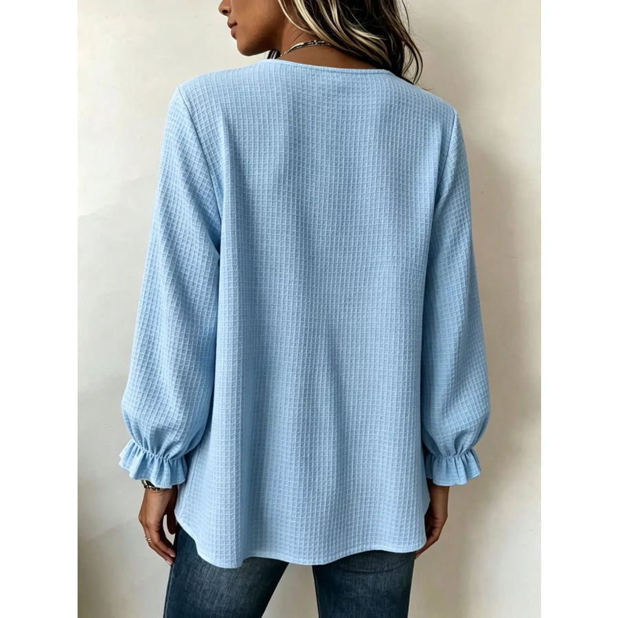 Waffle Knit Long Sleeve Top Apparel and Accessories