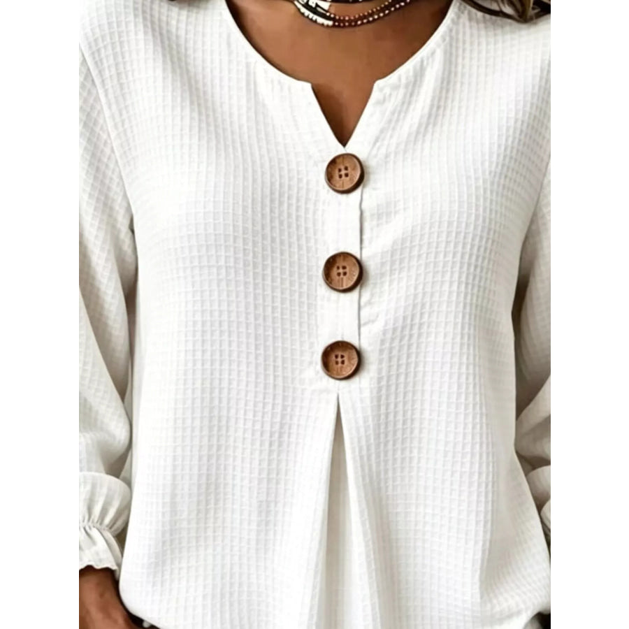 Waffle Knit Long Sleeve Top Apparel and Accessories