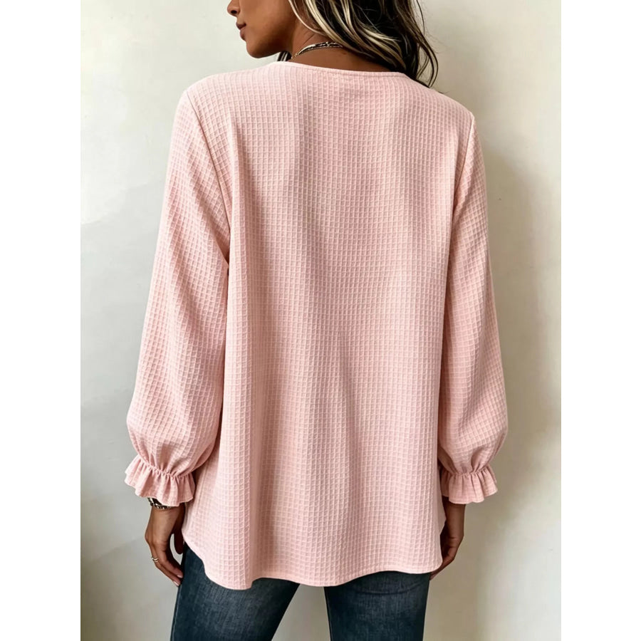 Waffle Knit Long Sleeve Top Apparel and Accessories