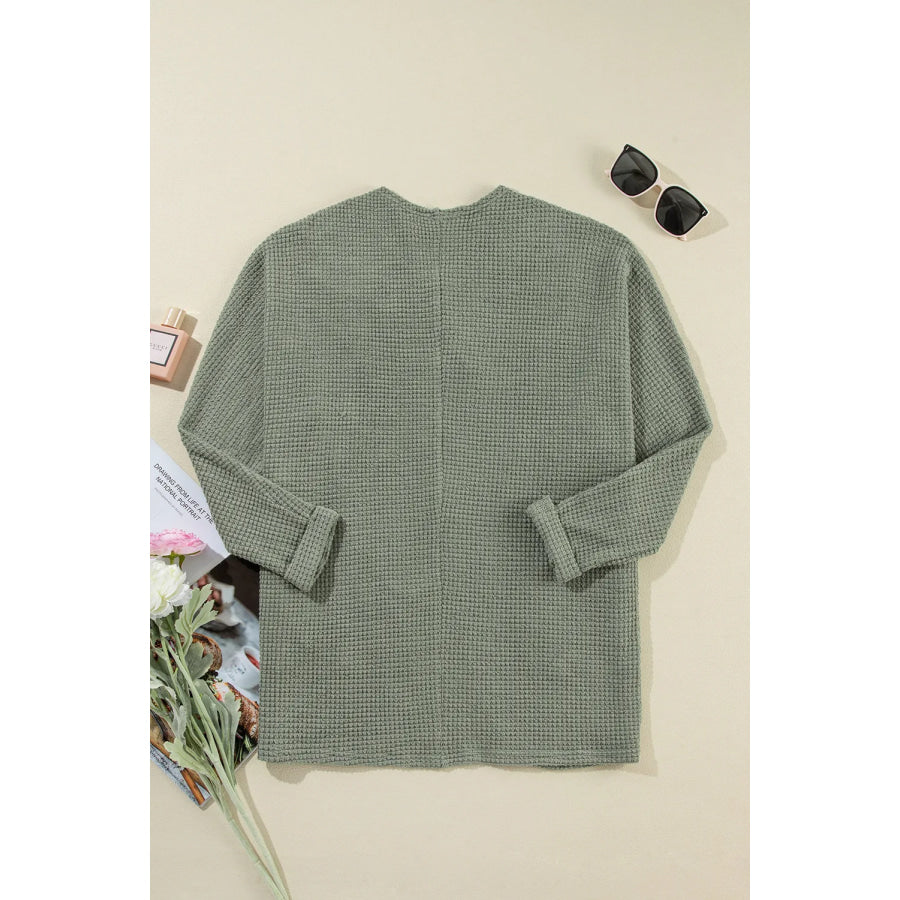 Waffle-Knit Open Front Long Sleeve Cover Up Apparel and Accessories