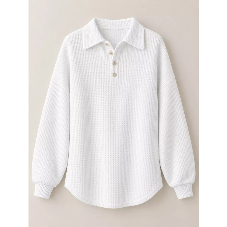 Waffle Knit Quarter-Button Polo T-Shirt Apparel and Accessories