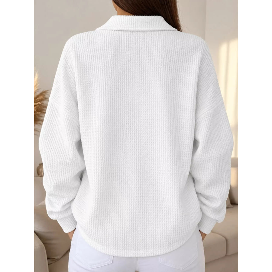 Waffle Knit Quarter-Button Polo T-Shirt Apparel and Accessories