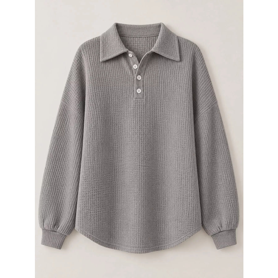 Waffle Knit Quarter-Button Polo T-Shirt Apparel and Accessories
