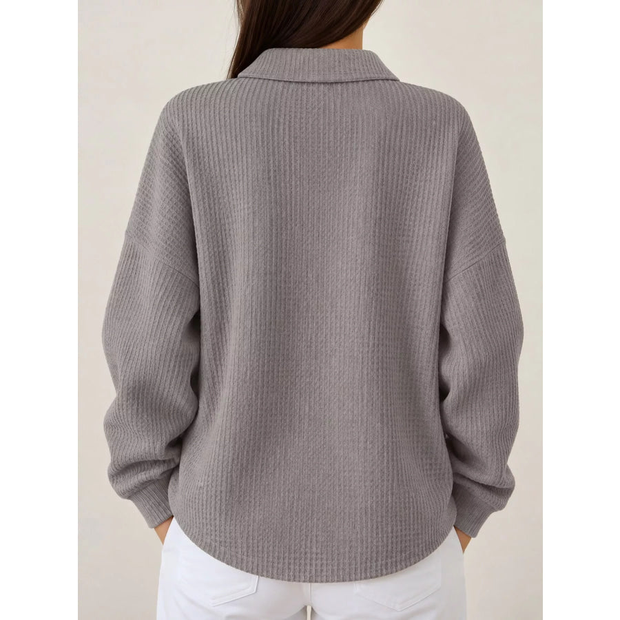 Waffle Knit Quarter-Button Polo T-Shirt Apparel and Accessories