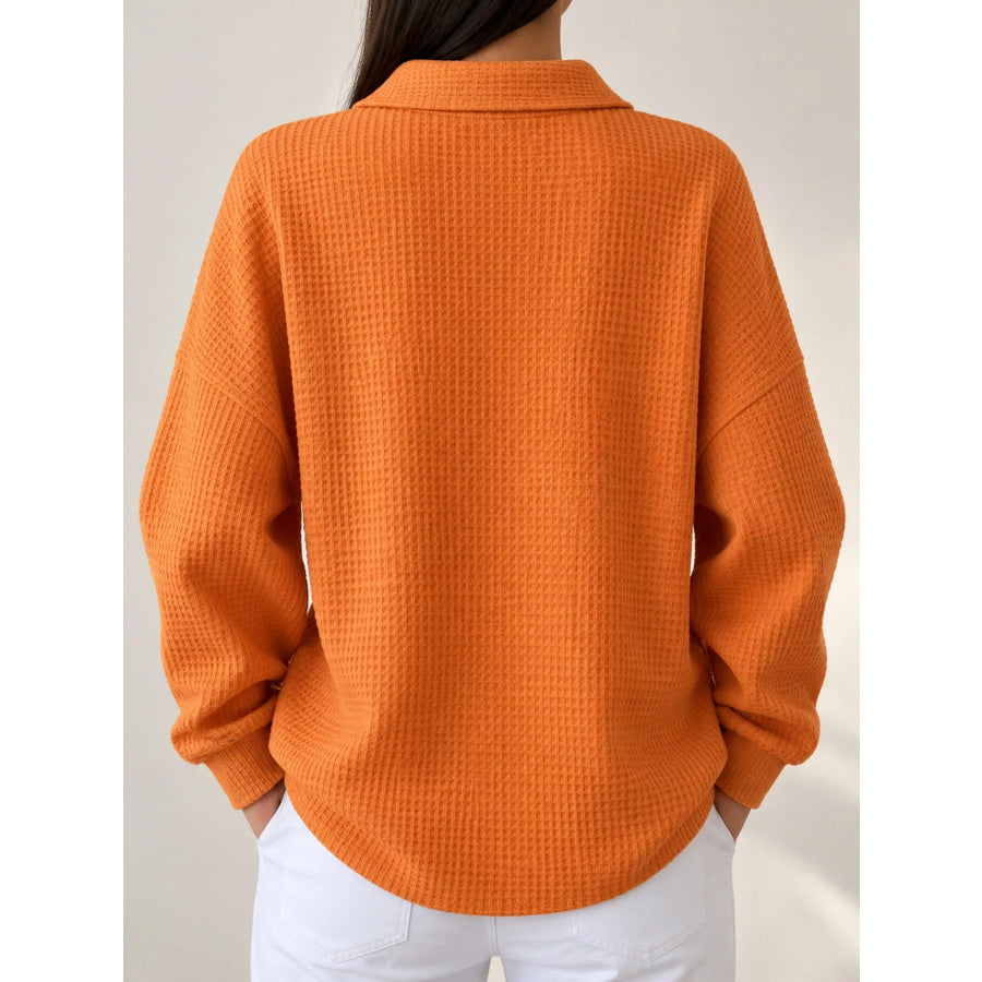 Waffle Knit Quarter-Button Polo T-Shirt Apparel and Accessories