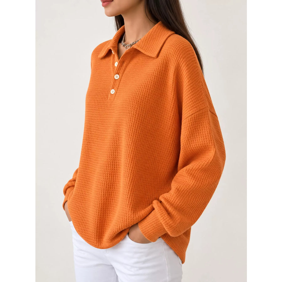 Waffle Knit Quarter-Button Polo T-Shirt Apparel and Accessories