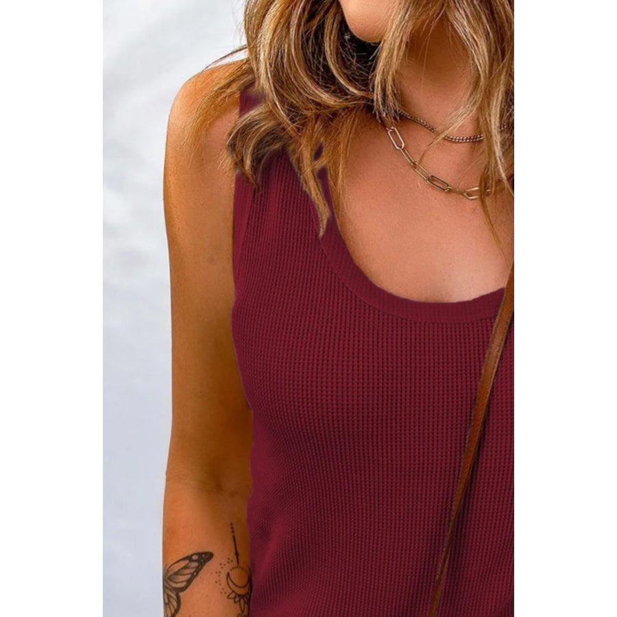 Waffle-Knit Scoop Neck Tank Apparel and Accessories