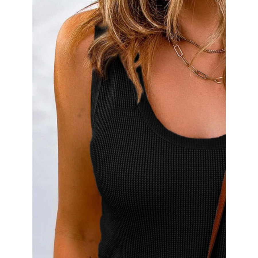 Waffle-Knit Scoop Neck Tank Apparel and Accessories