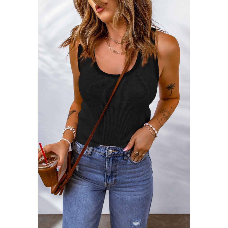 Waffle-Knit Scoop Neck Tank Top Apparel and Accessories