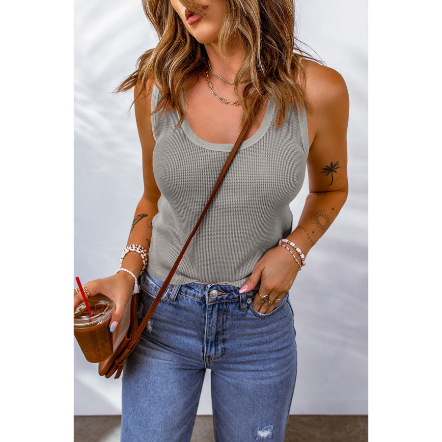 Waffle-Knit Scoop Neck Tank Top Apparel and Accessories