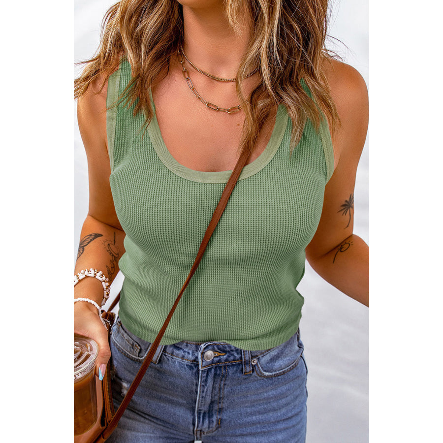 Waffle-Knit Scoop Neck Tank Top Apparel and Accessories