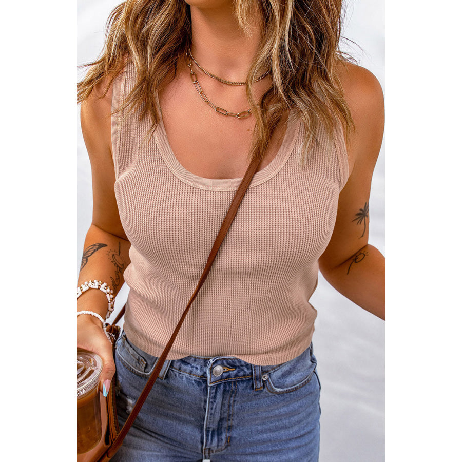 Waffle-Knit Scoop Neck Tank Top Apparel and Accessories