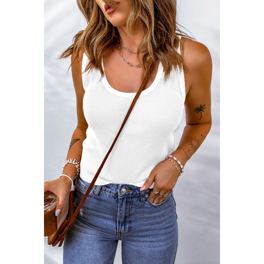 Waffle-Knit Scoop Neck Tank Top Apparel and Accessories