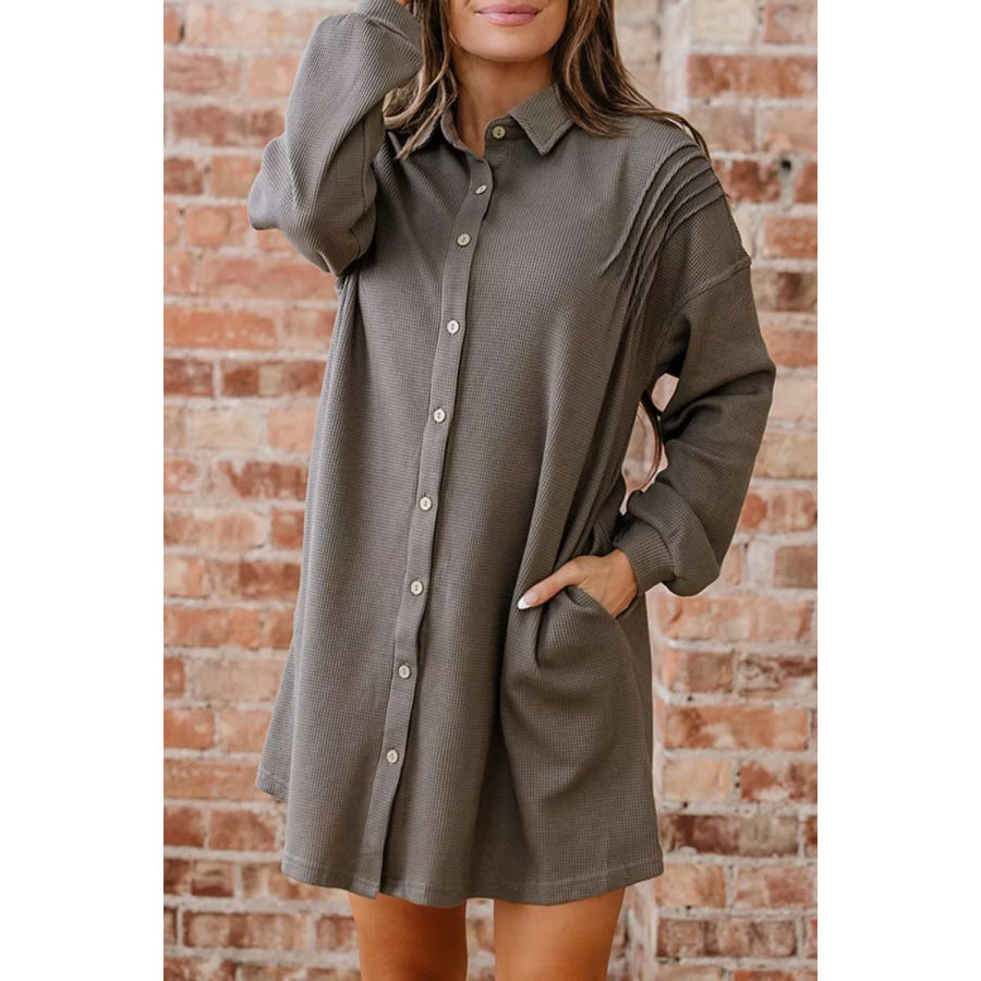 Waffle Knit Shirt Tunic Dress Apparel and Accessories