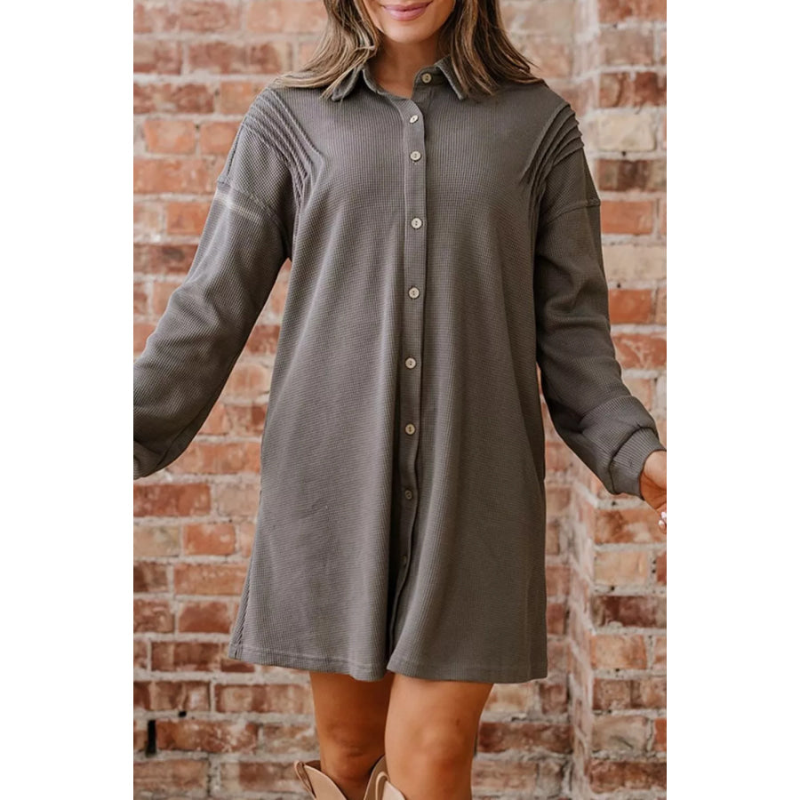 Waffle Knit Shirt Tunic Dress Apparel and Accessories