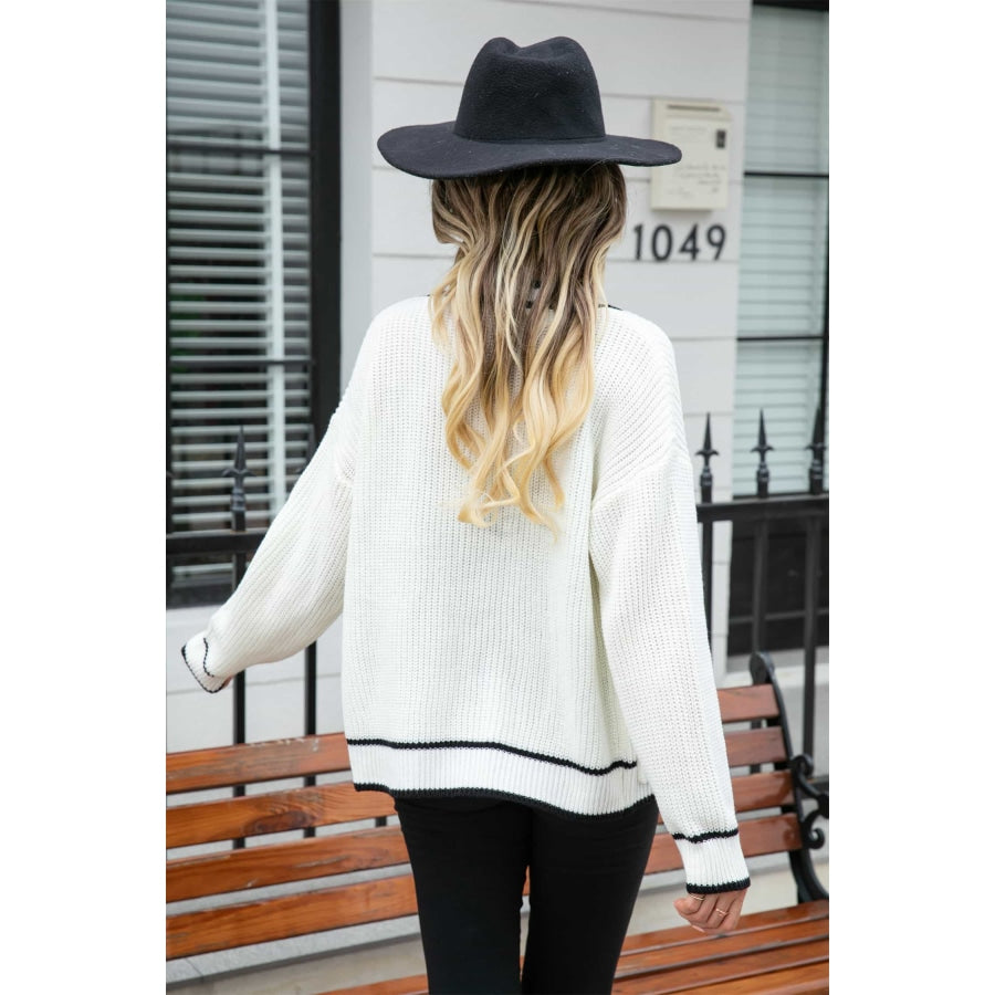 Waffle Knit V-Neck Cardigan with Pocket