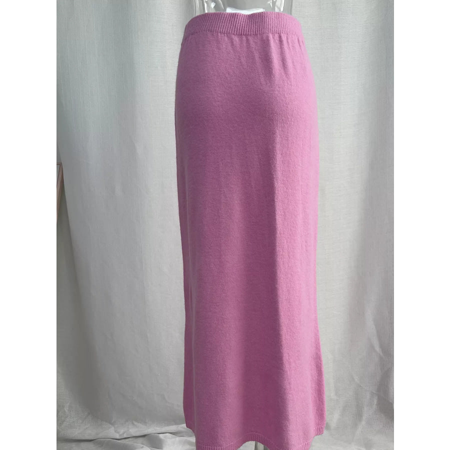 Waist-Tie Detail Sweater and Maxi Skirt Set Apparel Accessories