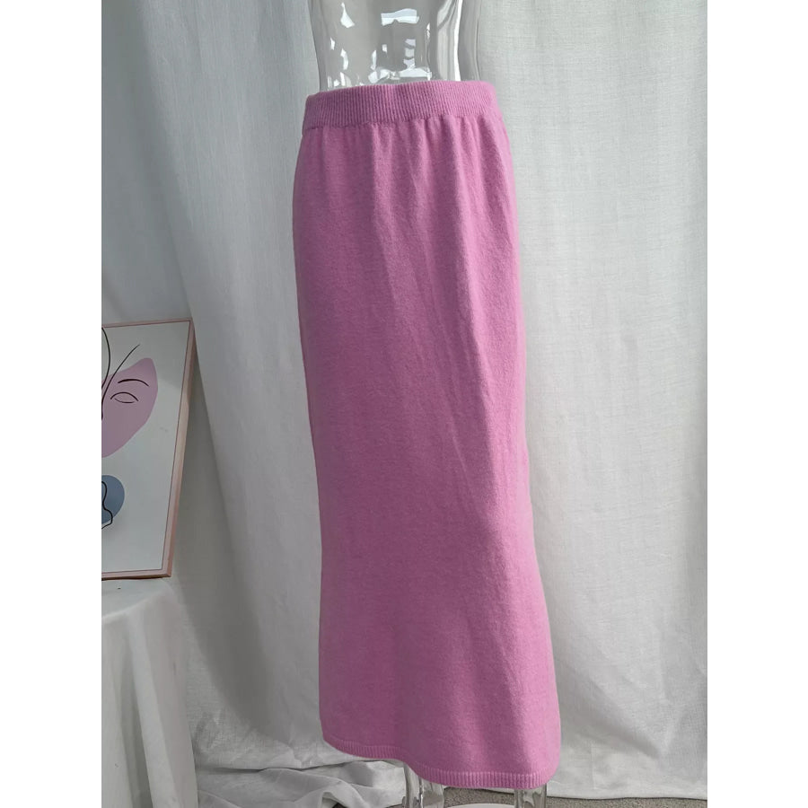 Waist-Tie Detail Sweater and Maxi Skirt Set Apparel Accessories
