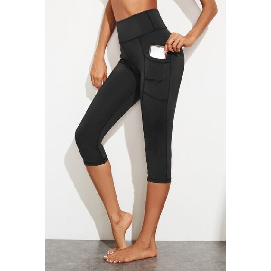 Waistband Active Leggings with Pockets Black / S Clothing