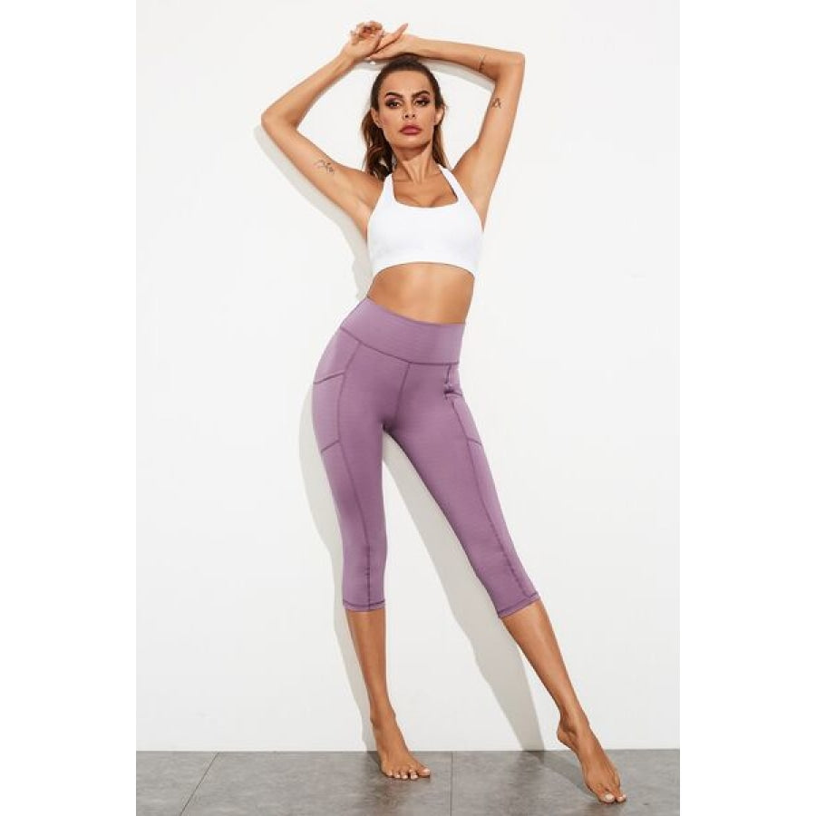 Waistband Active Leggings with Pockets Clothing