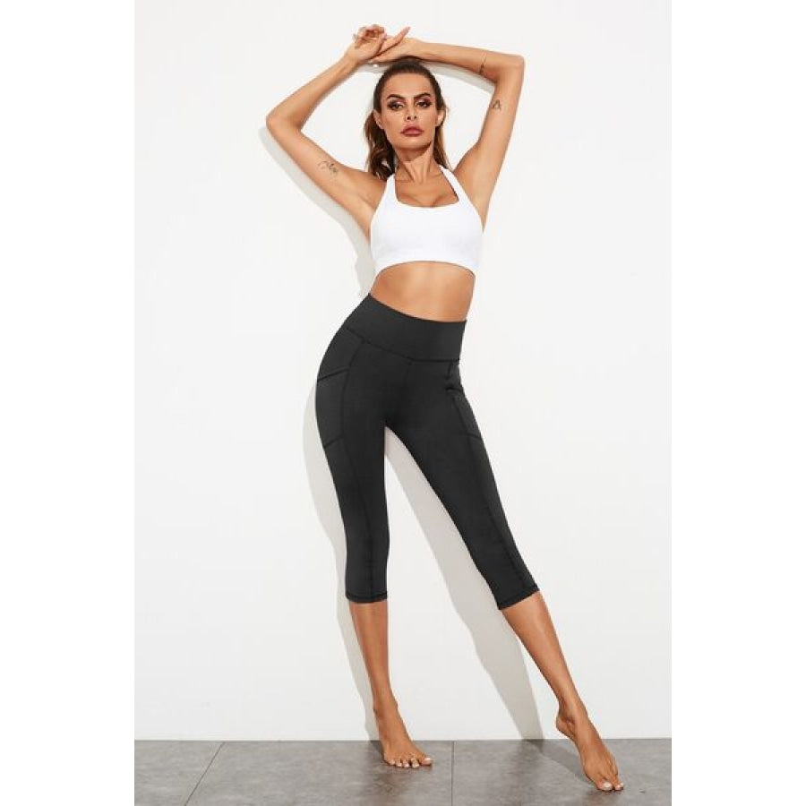 Waistband Active Leggings with Pockets Clothing