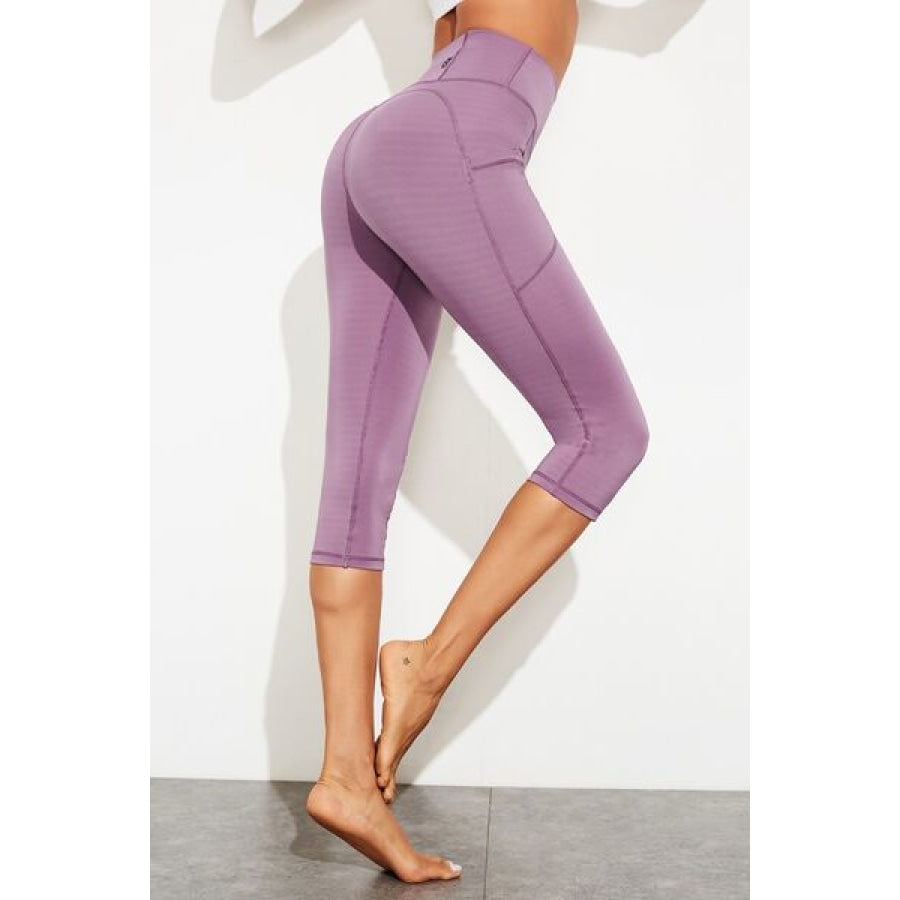 Waistband Active Leggings with Pockets Clothing