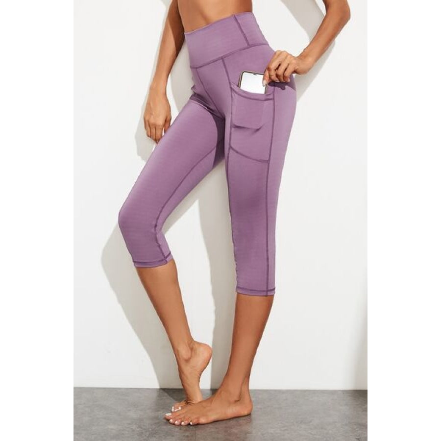 Waistband Active Leggings with Pockets Lavender / S Clothing