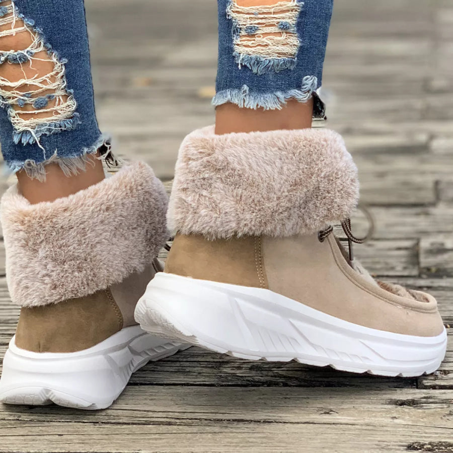 Warm Fur Lined Ankle Boots Apparel and Accessories