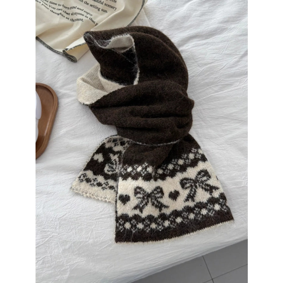 Warm Knitted Bowknot Scarf Brown / One Size Apparel and Accessories