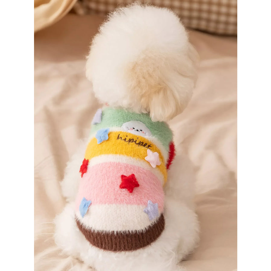 Warm Knitted Pet Sweater Star & Stripes / XS Apparel and Accessories