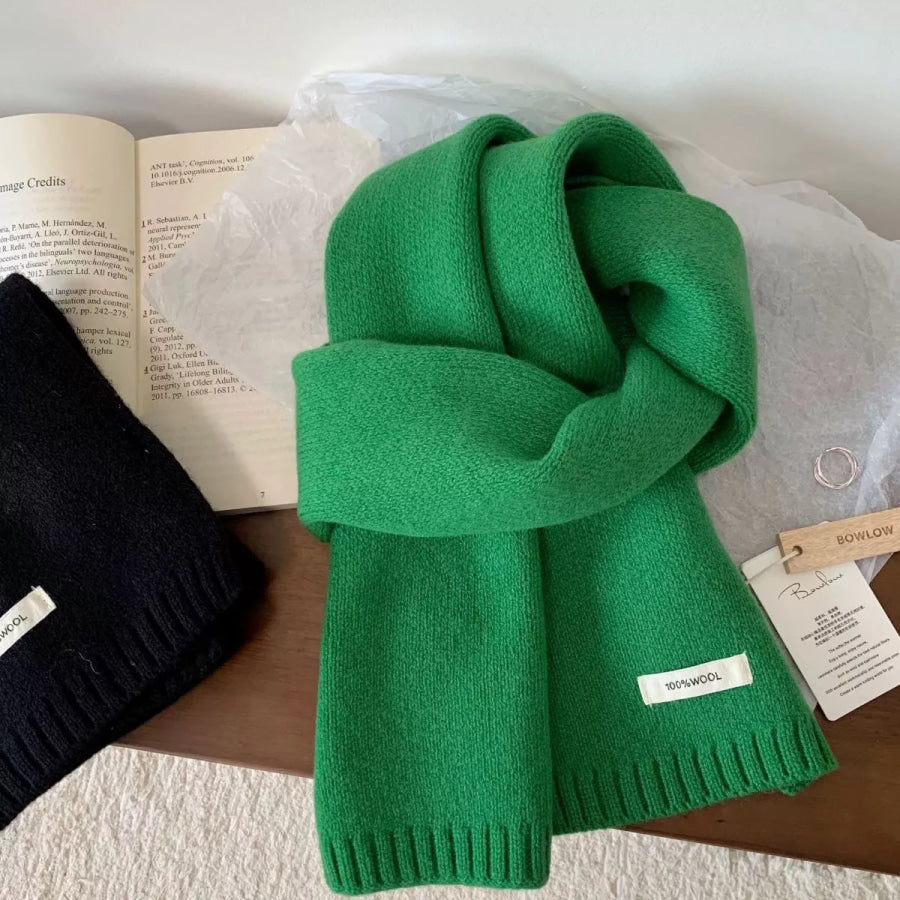 Warm Knitted Scarf Light Green / One Size Apparel and Accessories