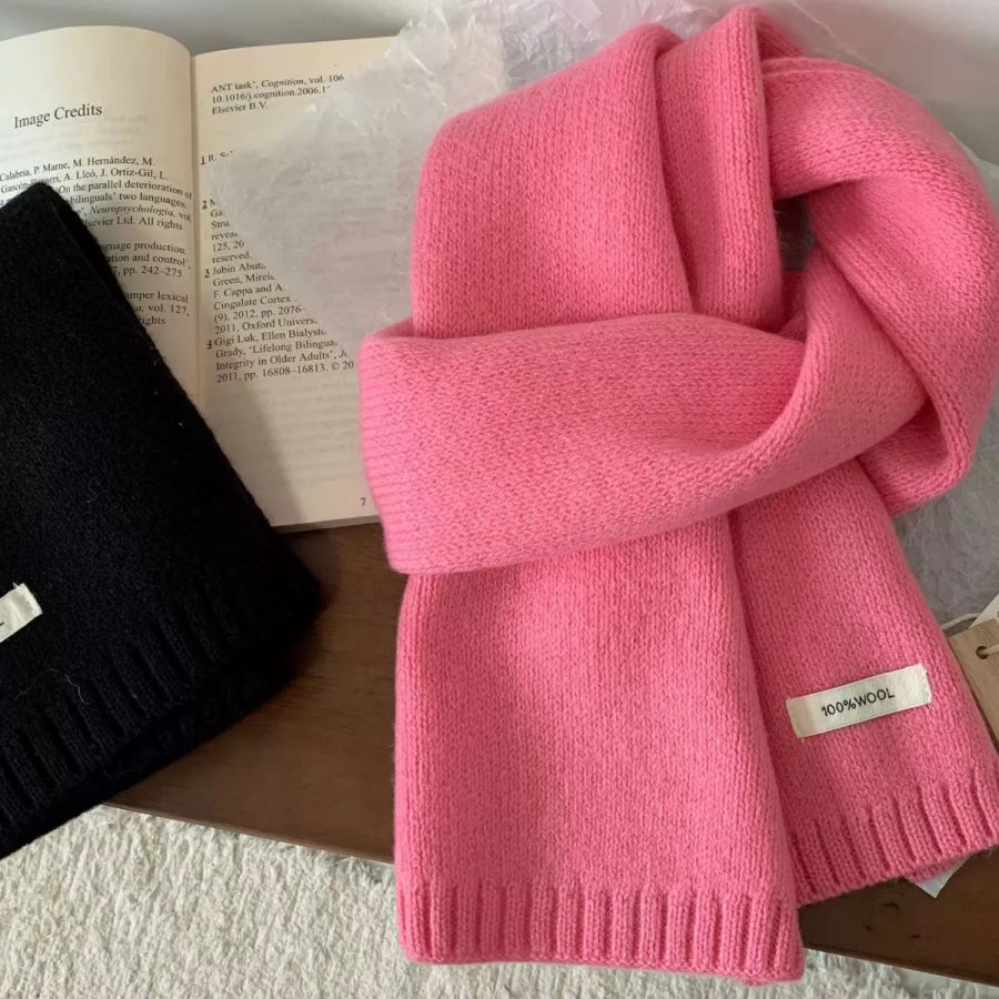 Warm Knitted Scarf Pink / One Size Apparel and Accessories