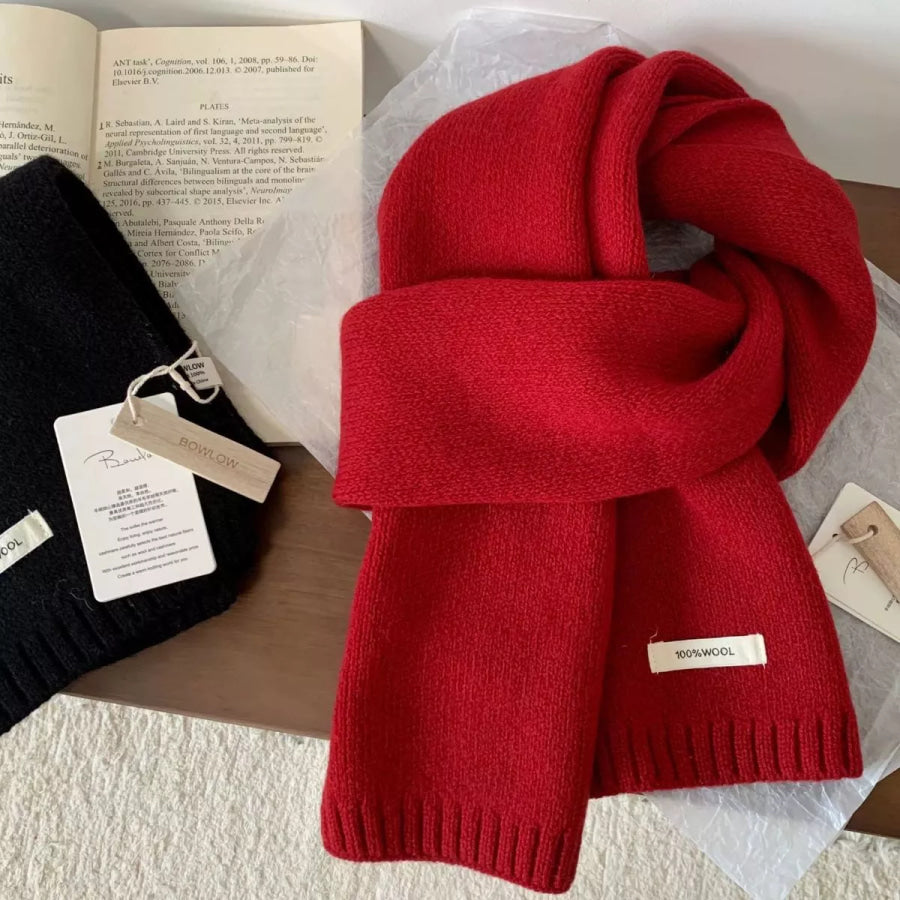 Warm Knitted Scarf Red / One Size Apparel and Accessories