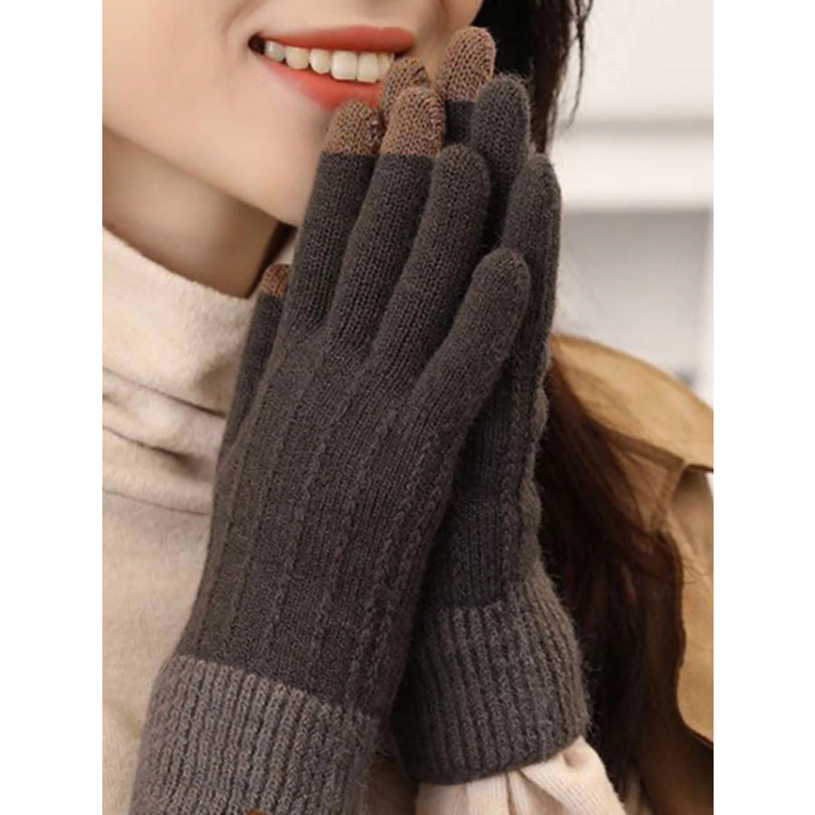 Warm Knitted Touchscreen Gloves Dark Coffee / One Size Apparel and Accessories