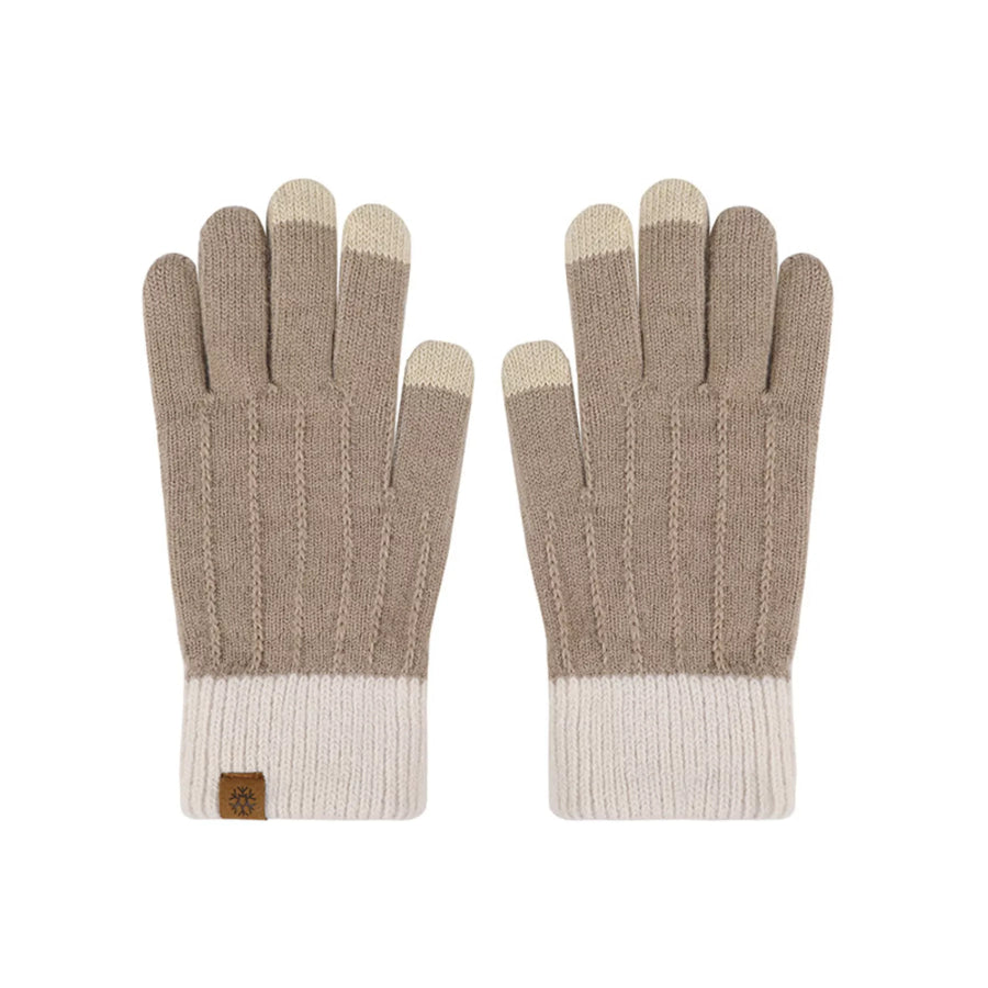Warm Knitted Touchscreen Gloves Khaki / One Size Apparel and Accessories