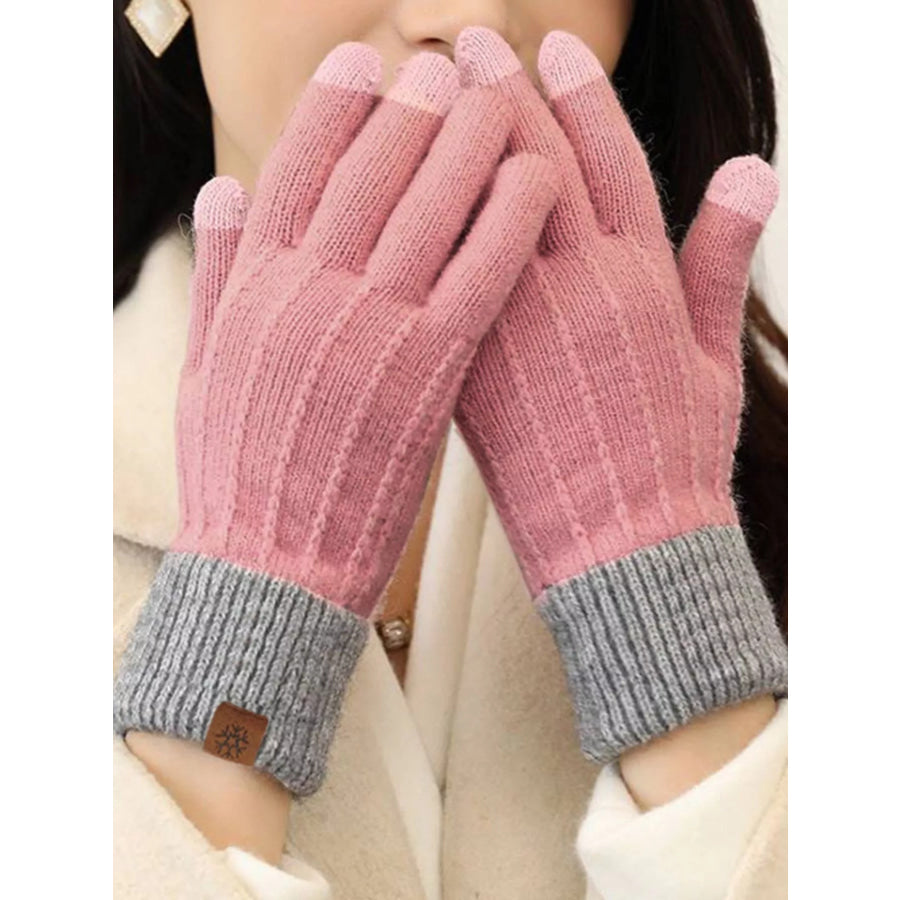 Warm Knitted Touchscreen Gloves Pink / One Size Apparel and Accessories