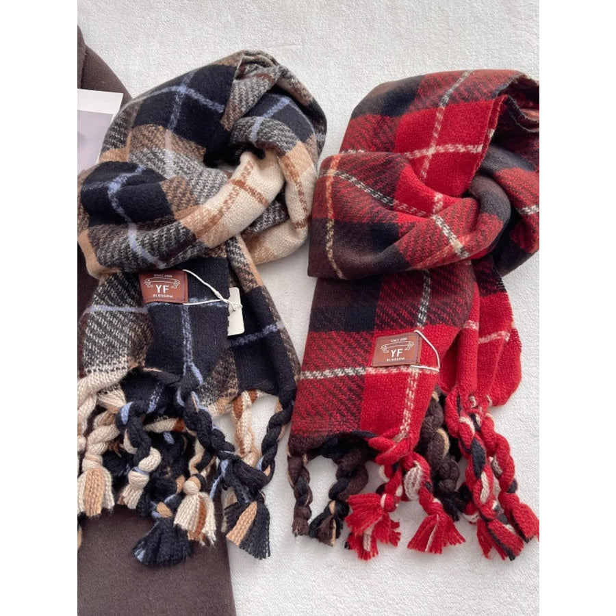 Warm Plaid Tassel Scarf Apparel and Accessories