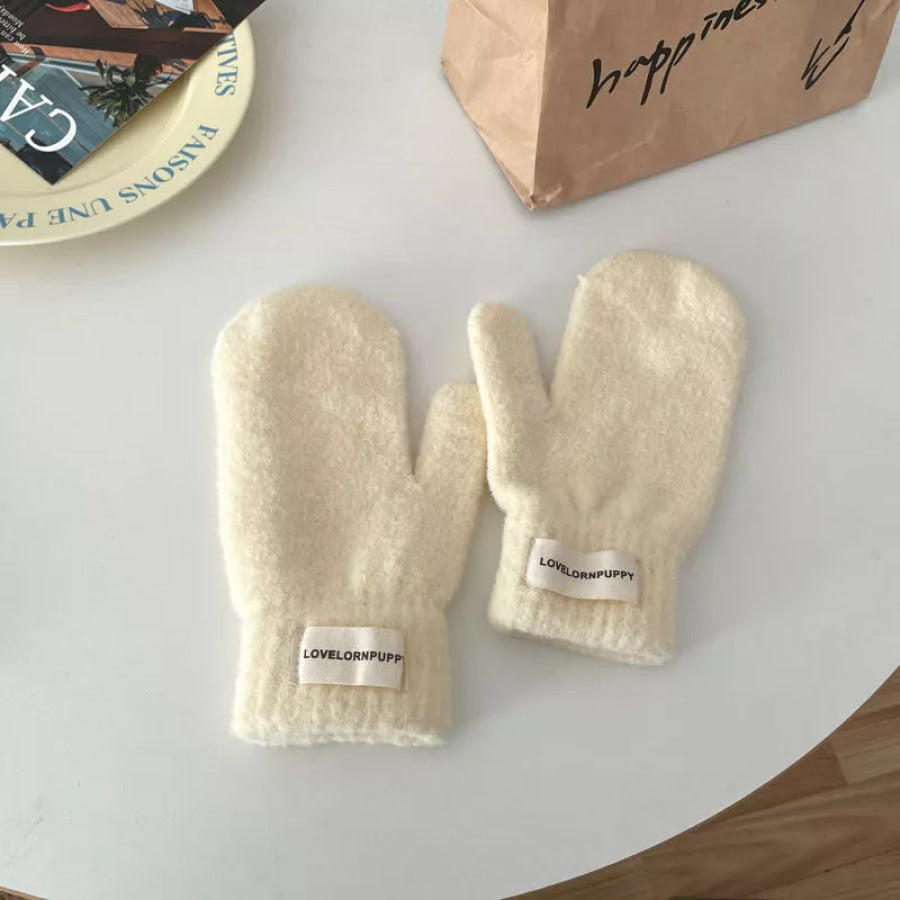 Warm Plush Knitted Mitten Gloves Beige / ONESIZE Apparel and Accessories