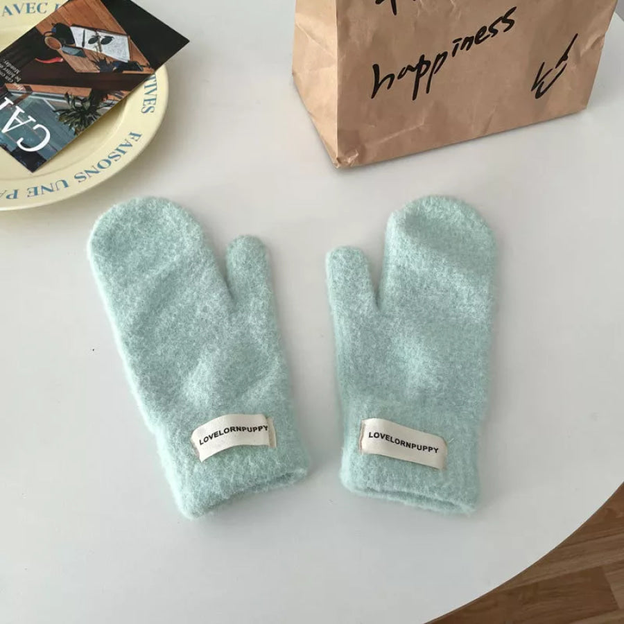 Warm Plush Knitted Mitten Gloves Mint Green / ONESIZE Apparel and Accessories