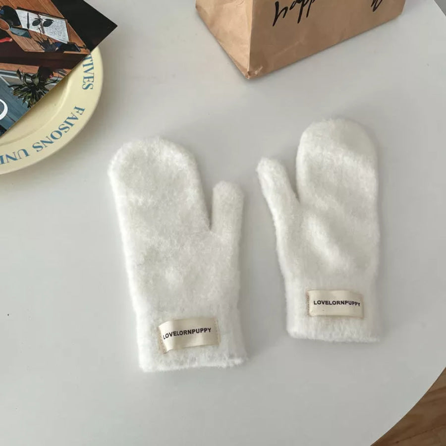 Warm Plush Knitted Mitten Gloves White / ONESIZE Apparel and Accessories