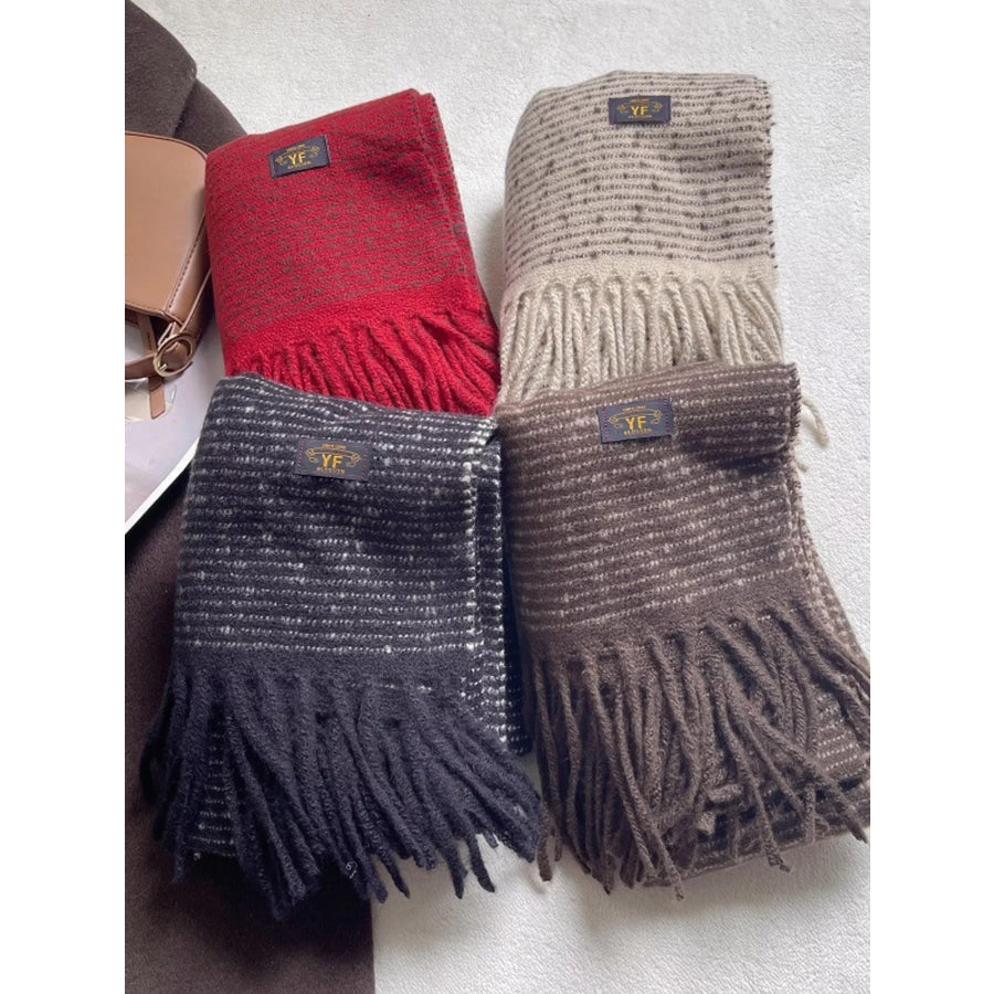 Warm Striped Tassel Scarf Apparel and Accessories