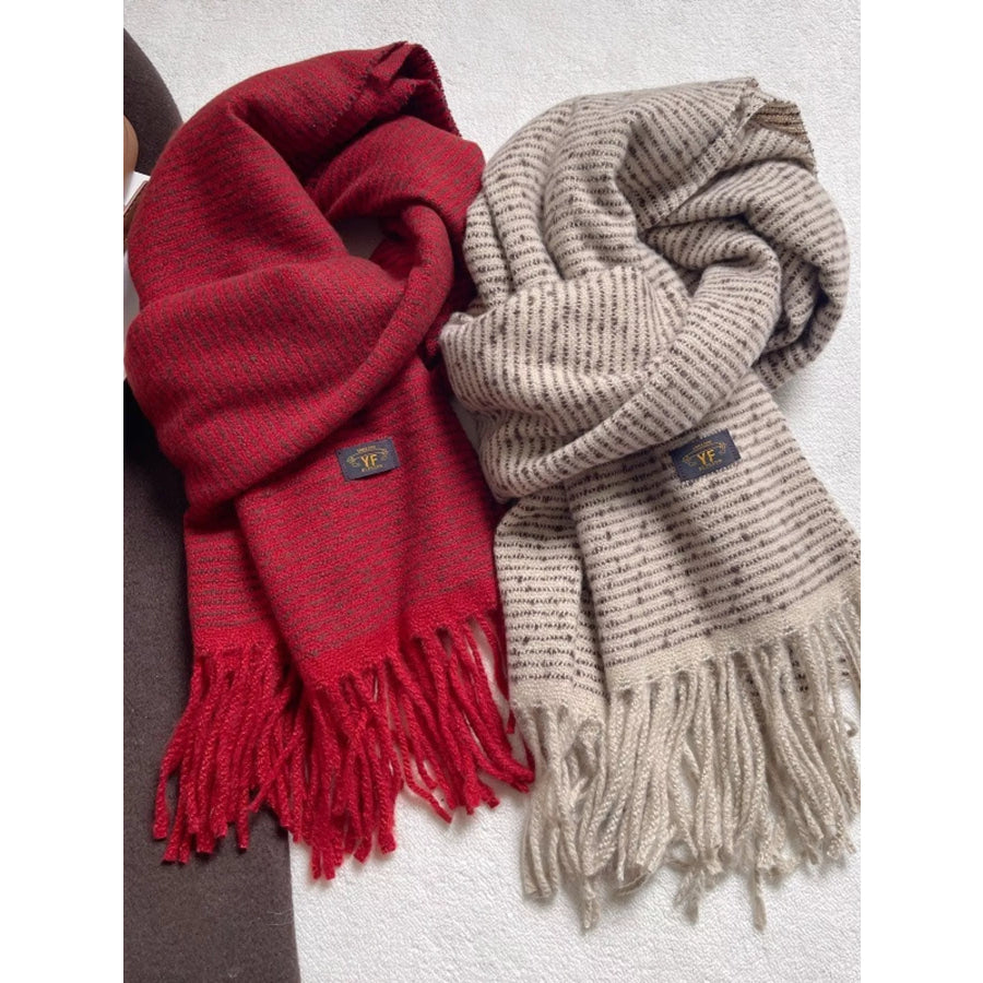 Warm Striped Tassel Scarf Apparel and Accessories