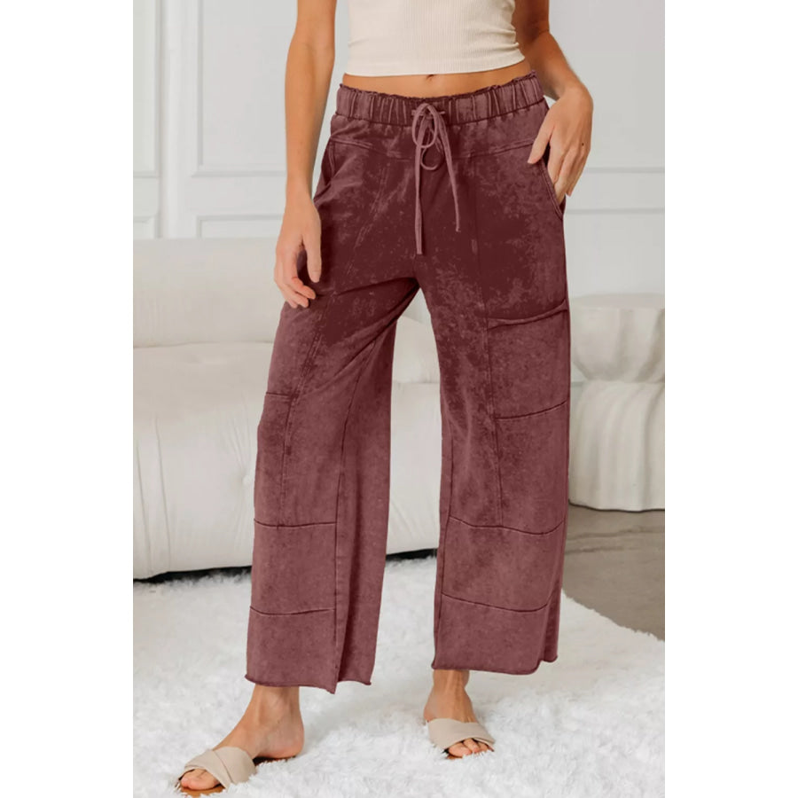 Wash Wide Leg Pants Rust / S Apparel and Accessories
