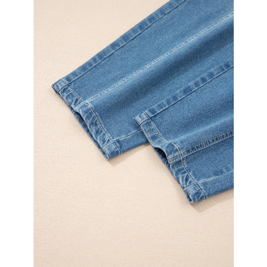 Washed Cuffed Barrel Jeans Apparel and Accessories
