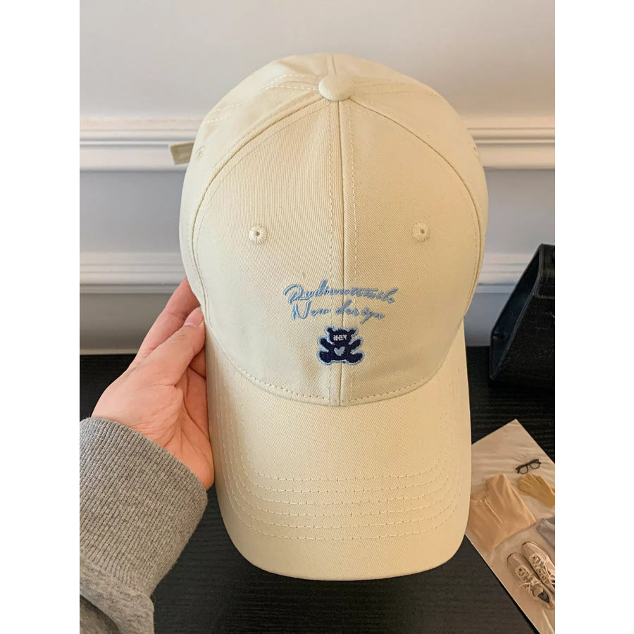 Washed Embroidered Baseball Cap Beige / One Size Apparel and Accessories